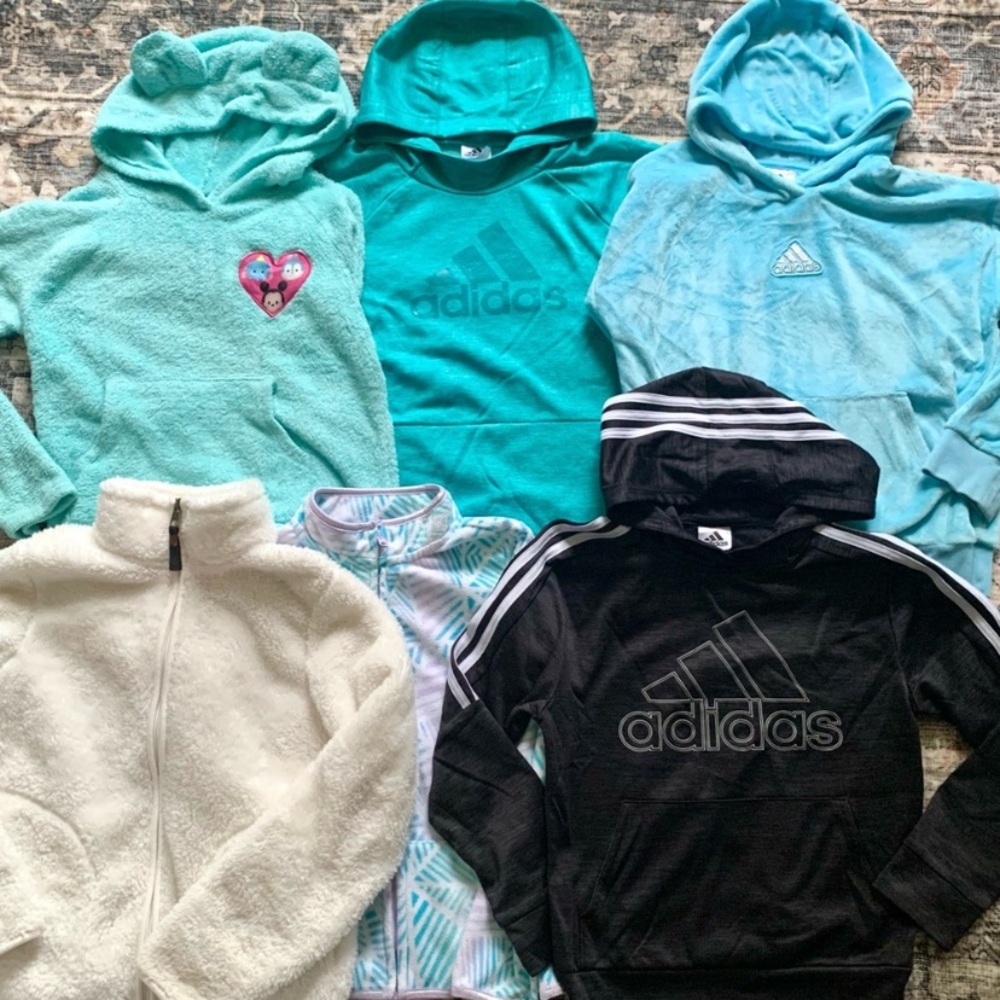 Girls ADIDAS LOT Hooded Sweatshirt/Zip Up Bundle•Size 10/12/14